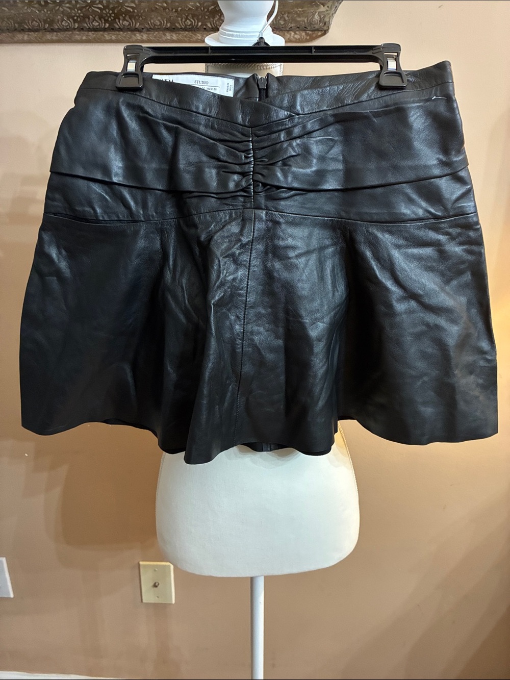 Zara Black Faux Leather Circle Skirt